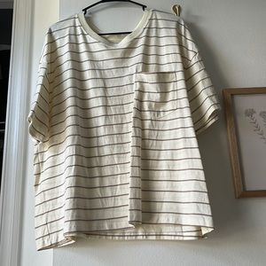 Pocket tee striped XXL cream and tan